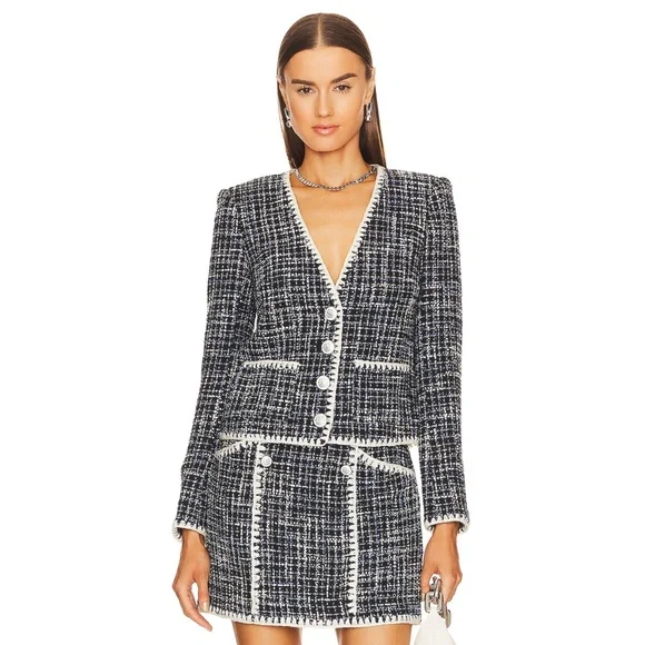 NEW Veronica Beard Bosea Tweed Cotton Blend Jacket Navy Multi 12 - Picture 6 of 17